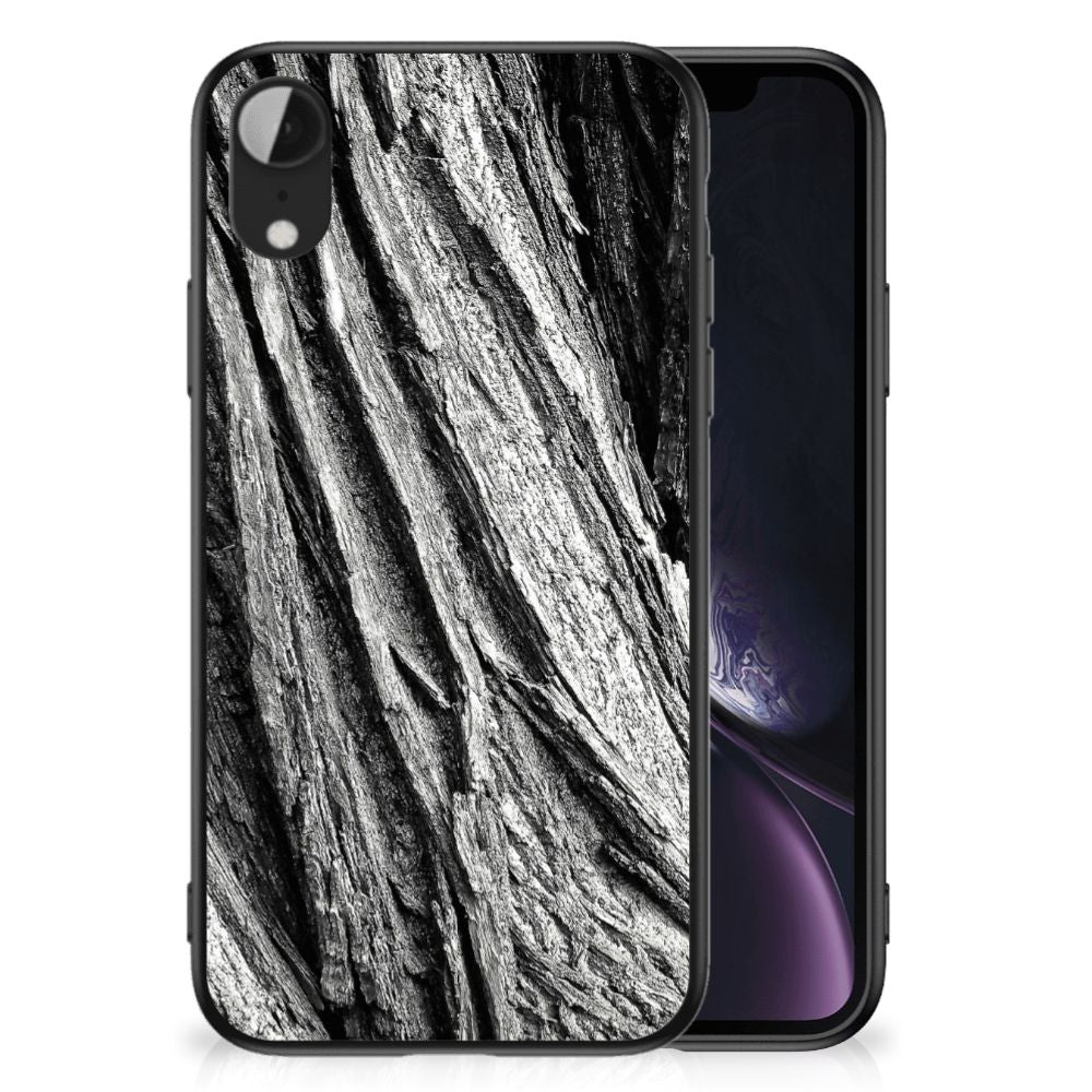 Houten Print Telefoonhoesje Apple iPhone XR Boomschors Grijs