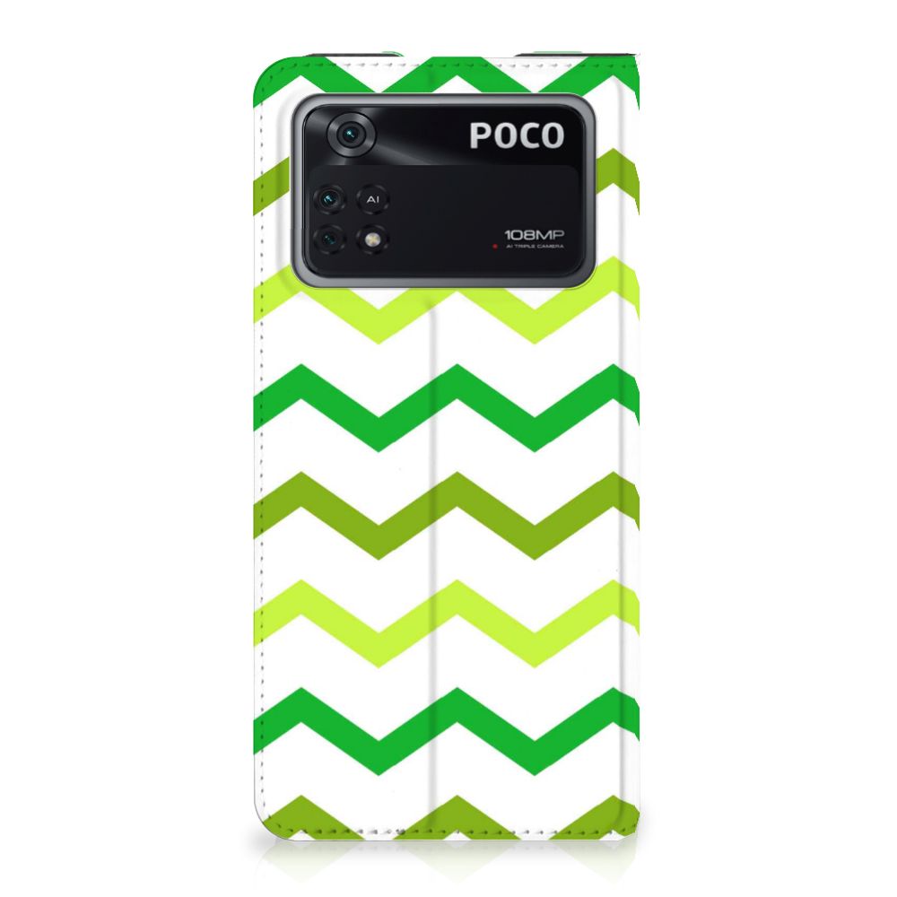 Poco X4 Pro 5G Hoesje met Magneet Zigzag Groen - B2C Telecom