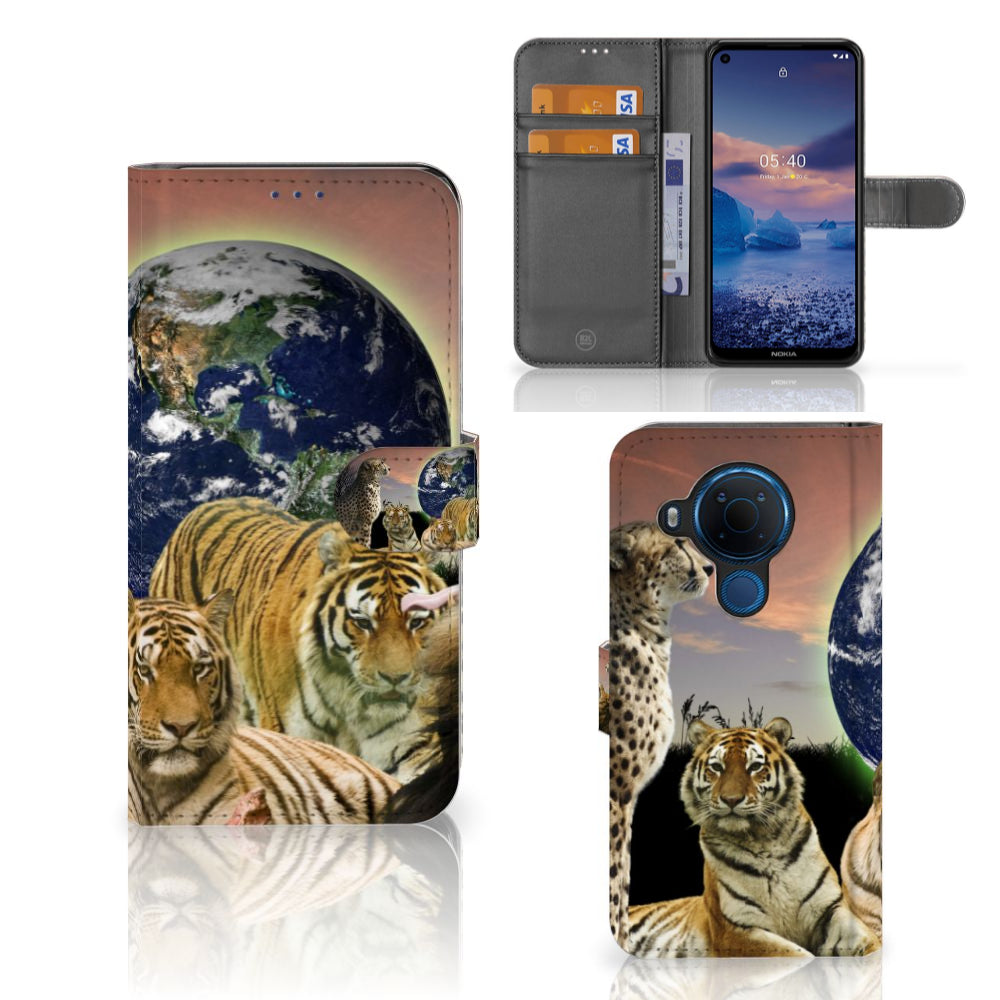 Nokia 5.4 Telefoonhoesje met Pasjes Roofdieren