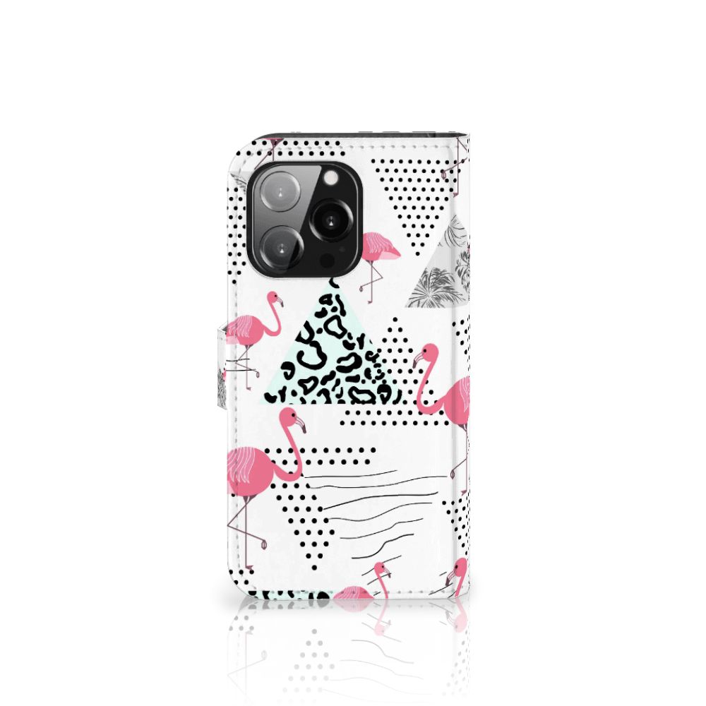 iPhone 13 Pro Telefoonhoesje met Pasjes Flamingo Triangle