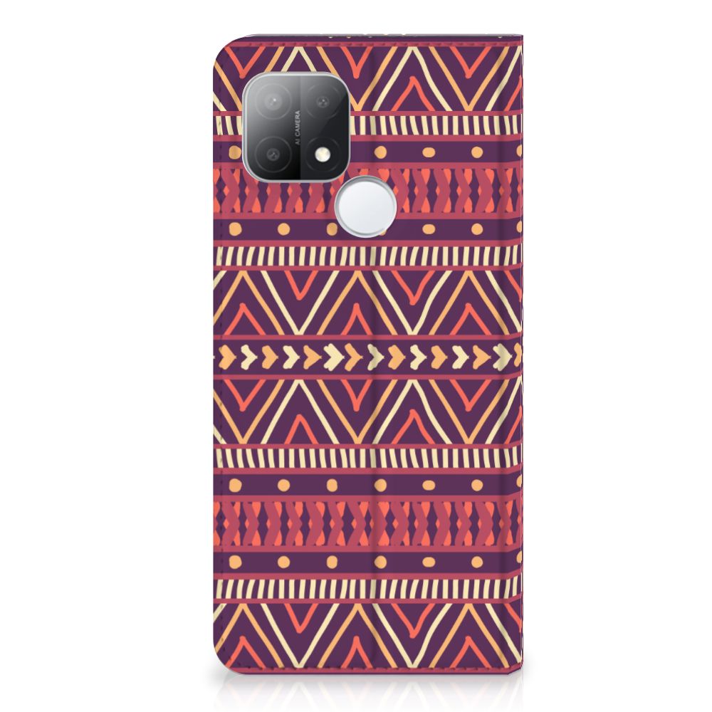 OPPO A15 Hoesje met Magneet Aztec Paars - B2C Telecom