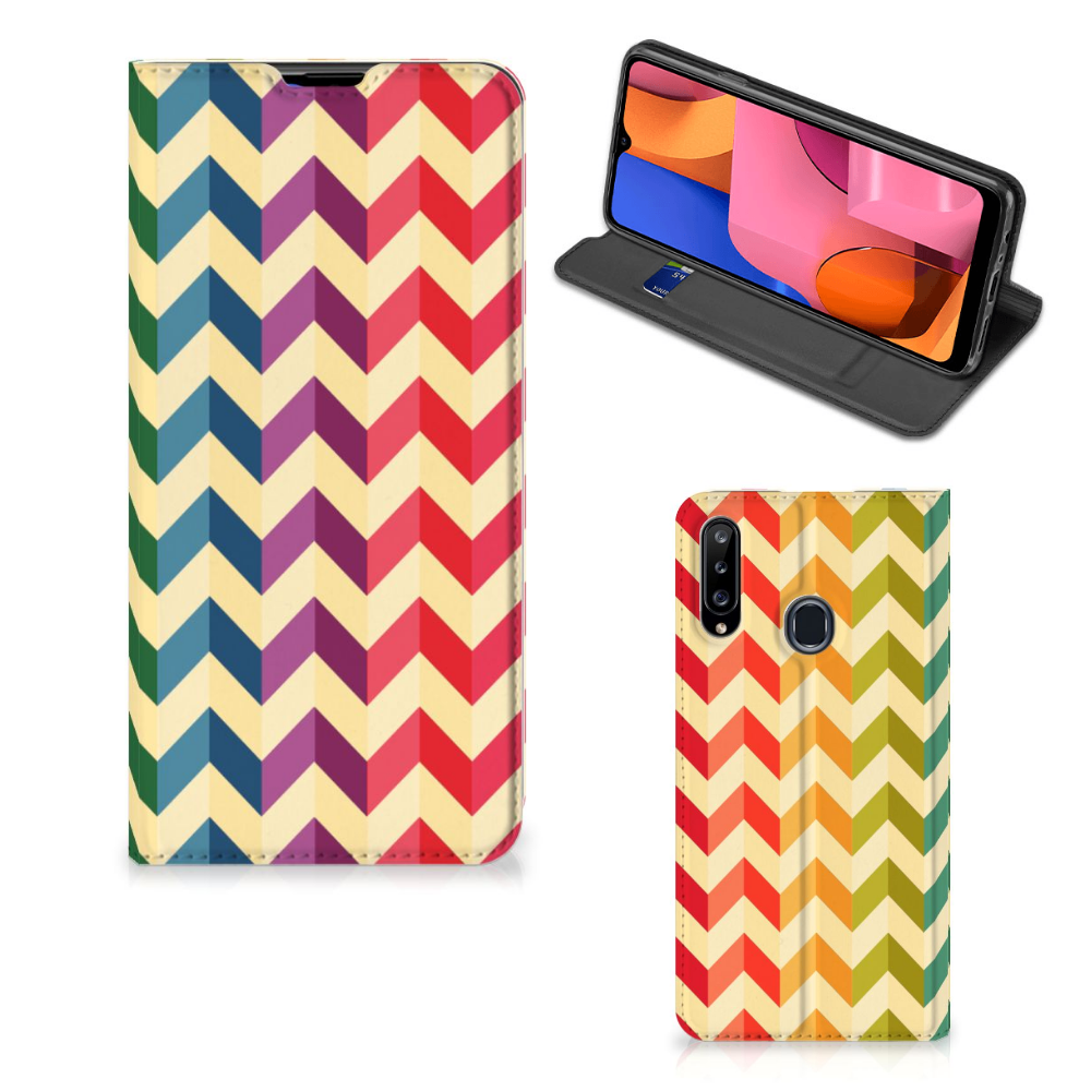 Samsung Galaxy A20s Hoesje met Magneet Zigzag Multi Color - B2C Telecom