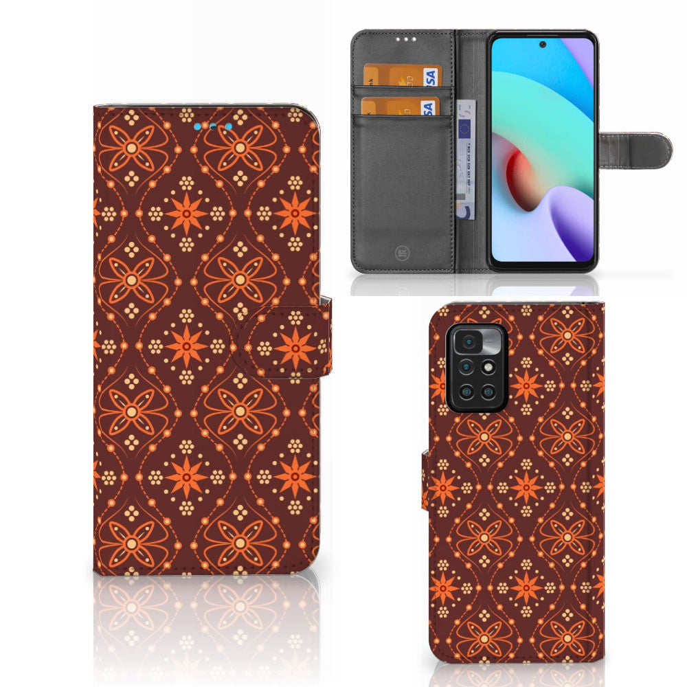 Xiaomi Redmi 10 Telefoon Hoesje Batik Brown