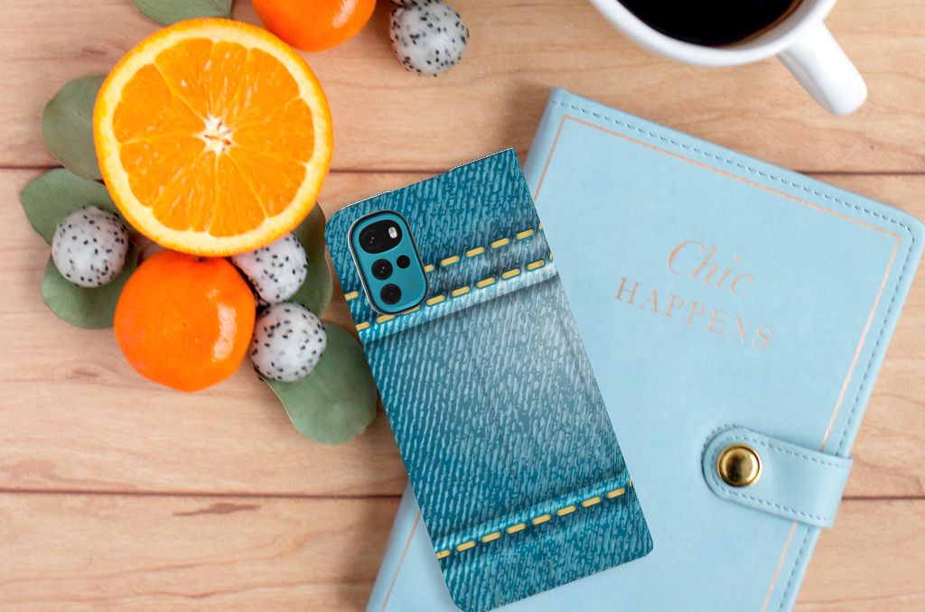 Motorola Moto G22 Hippe Standcase Jeans - B2C Telecom