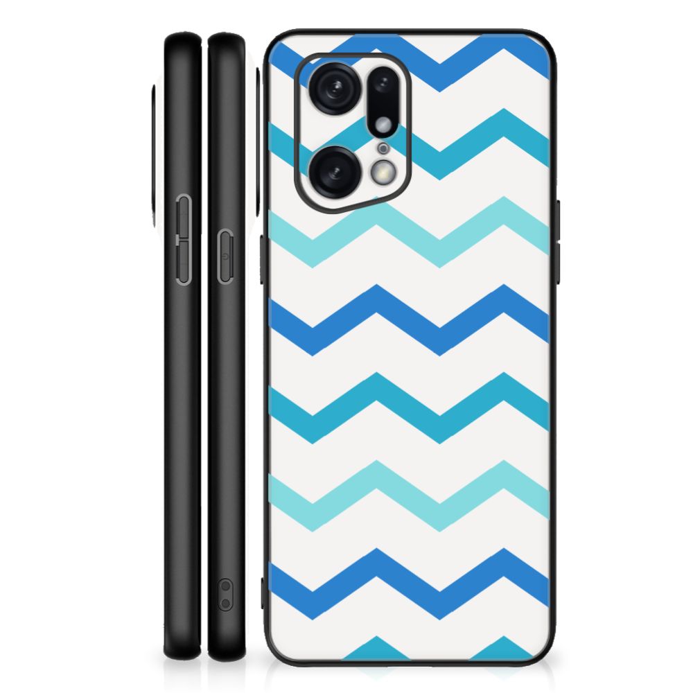 OPPO Find X5 Pro Back Case Zigzag Blauw