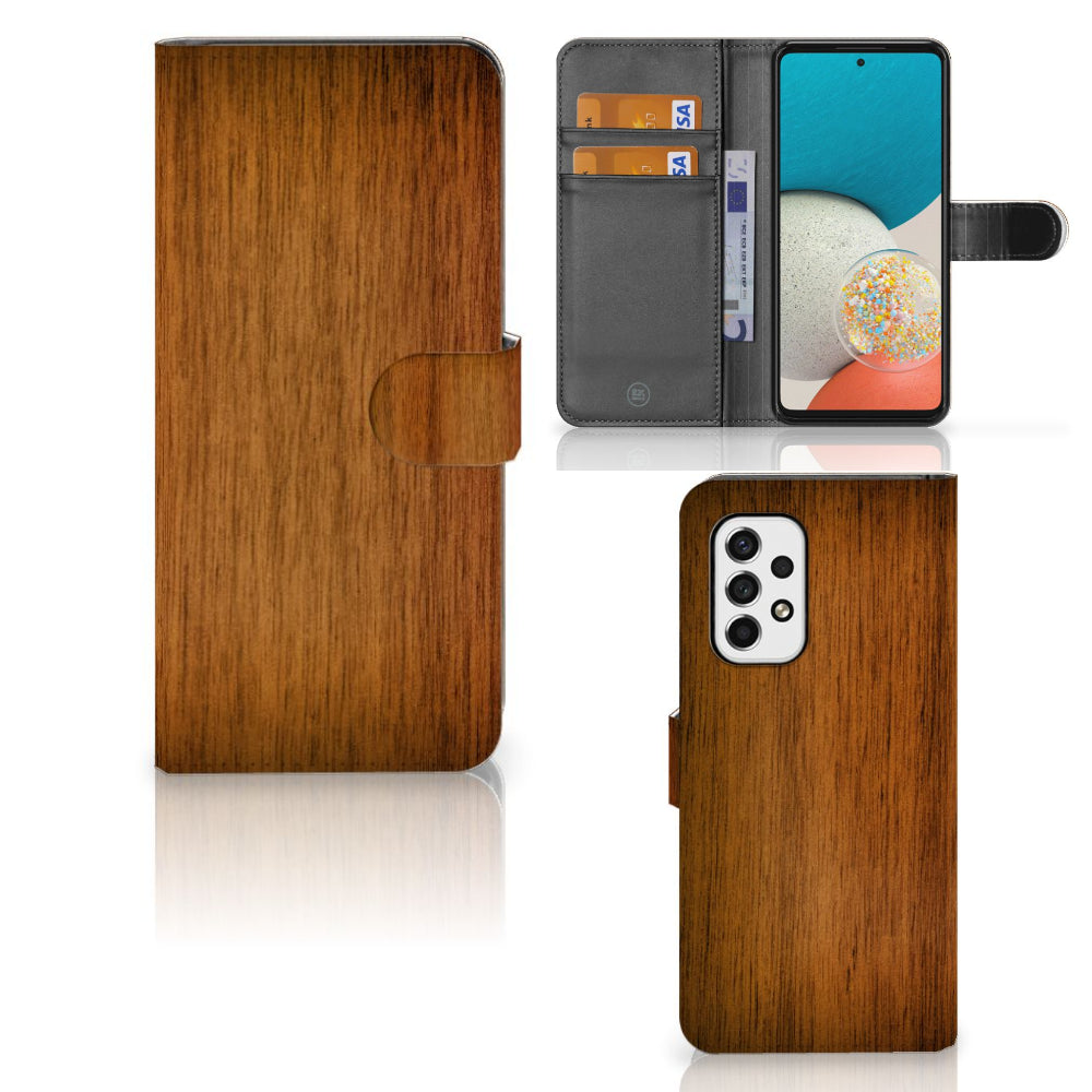 Samsung Galaxy A53 Book Style Case Donker Hout