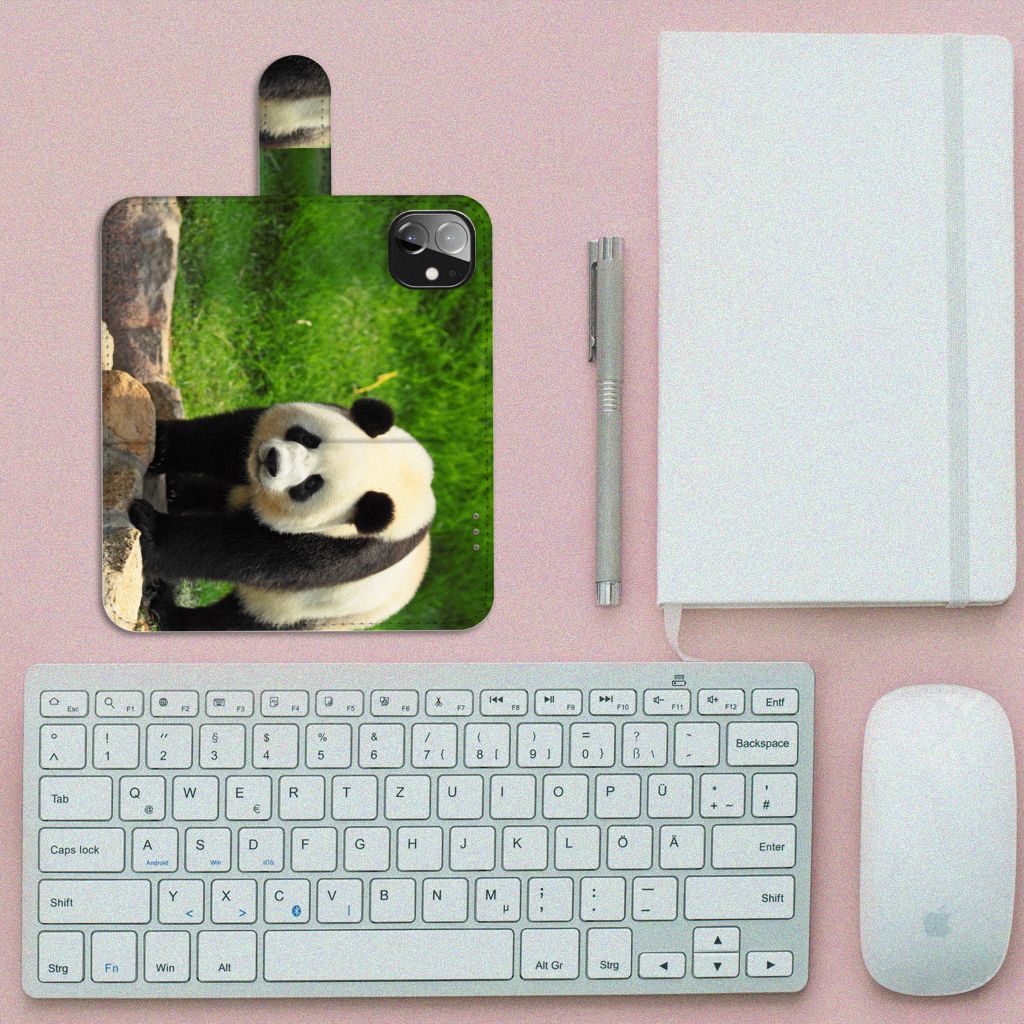 Apple iPhone 12 Mini Telefoonhoesje met Pasjes Panda
