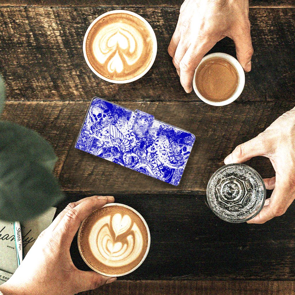 Telefoonhoesje met Naam Samsung Galaxy Note 10 Angel Skull Blauw