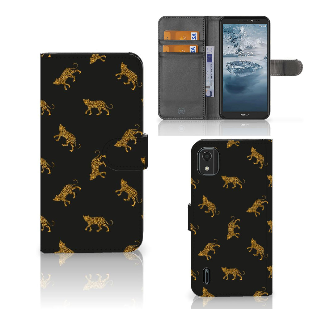 Telefoonhoesje met Pasjes voor Nokia C2 2nd Edition Leopards