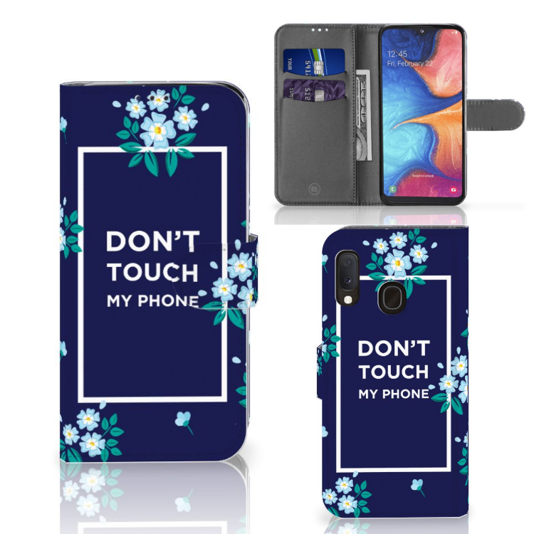 Samsung Galaxy A20e Portemonnee Hoesje Flowers Blue DTMP