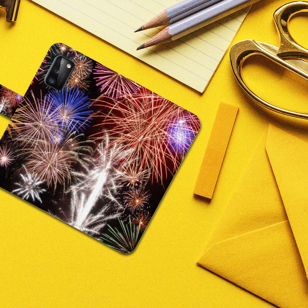 Samsung Galaxy A41 Wallet Case met Pasjes Vuurwerk