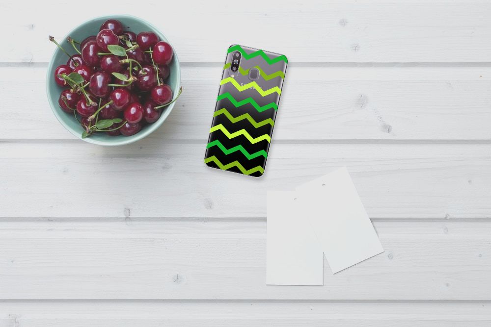 Samsung Galaxy M30 TPU bumper Zigzag Groen