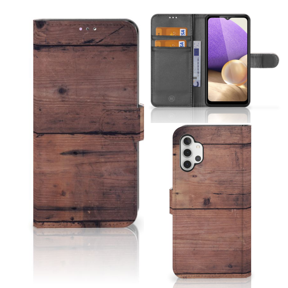 Samsung Galaxy A32 4G Book Style Case Old Wood
