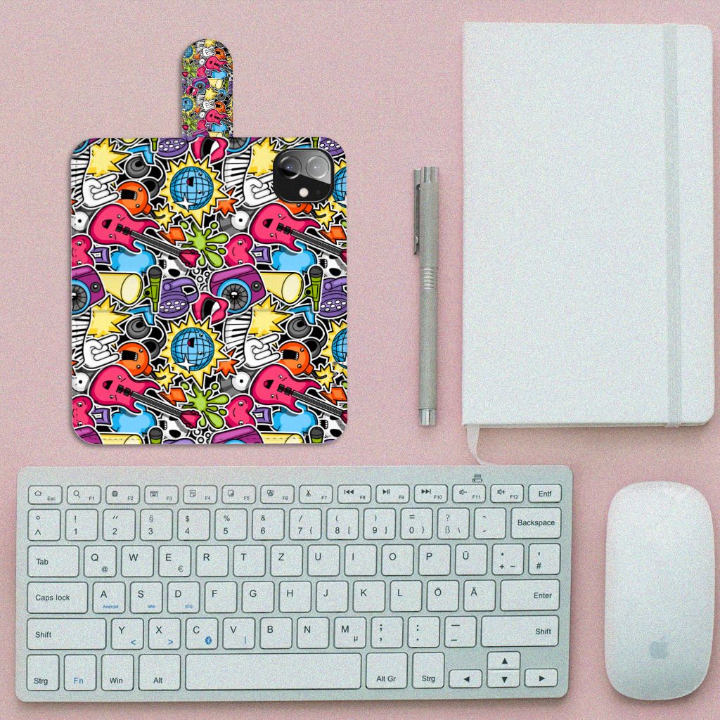 Apple iPhone 12 Mini Wallet Case met Pasjes Punk Rock