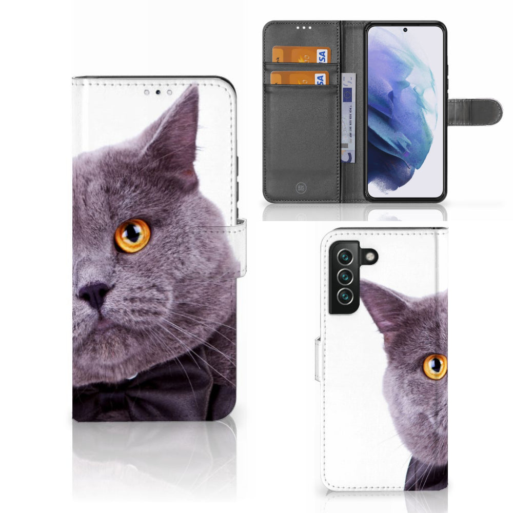 Samsung Galaxy S22 Plus Telefoonhoesje met Pasjes Kat