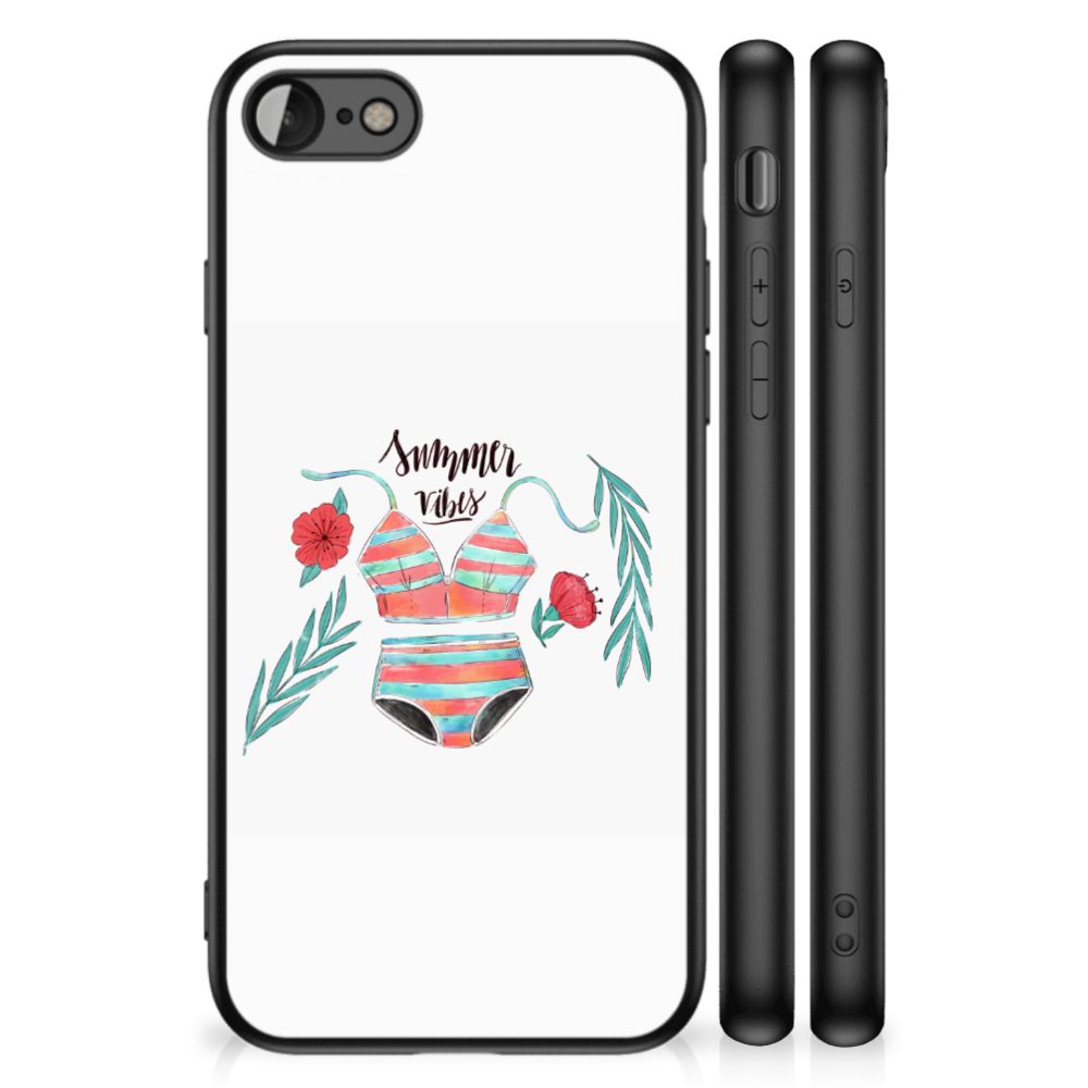 iPhone SE 2022 | SE 2020 | 7/8 Hoesje Boho Summer met kleurrijk ontwerp van een badpak en bloemen.
