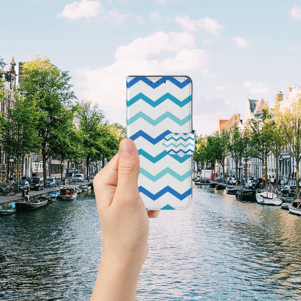 Alcatel 1S 2020 Telefoon Hoesje Zigzag Blauw