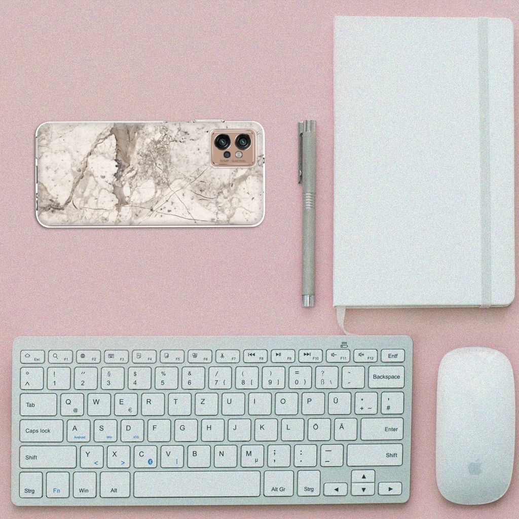 Motorola Moto G32 TPU Siliconen Hoesje Marmer Beige B2C Telecom