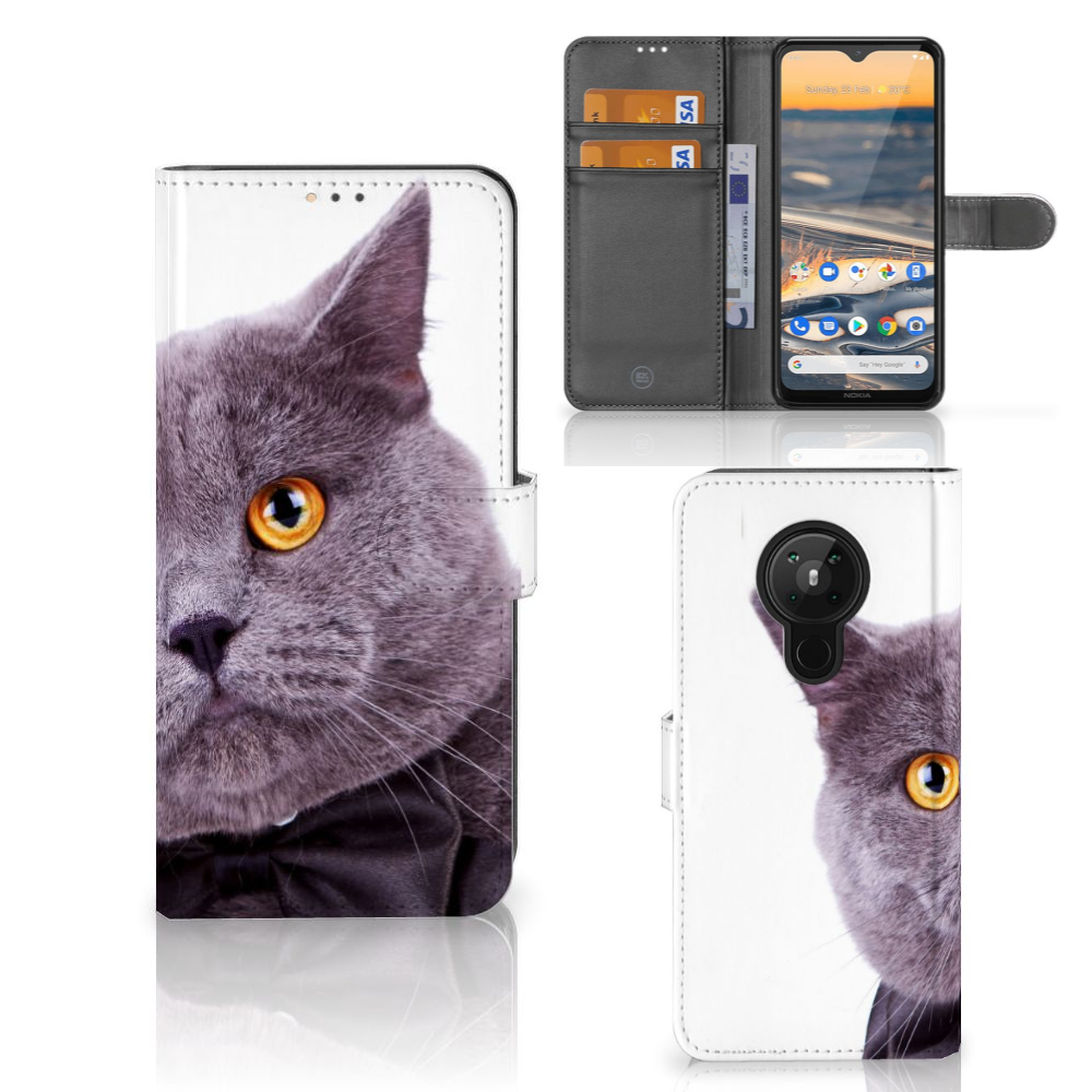Nokia 5.3 Telefoonhoesje met Pasjes Kat