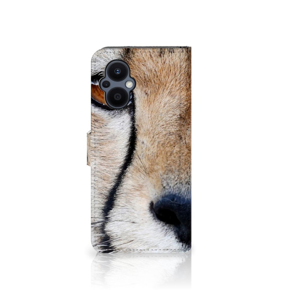 OPPO Reno 8 Lite | OnePlus Nord N20 Telefoonhoesje met Pasjes Cheetah close-up van cheeta gezicht