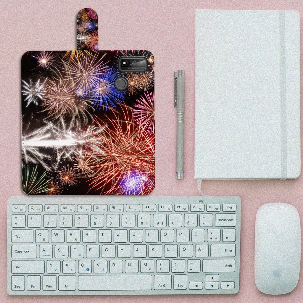 Huawei P Smart 2020 Wallet Case met Pasjes Vuurwerk