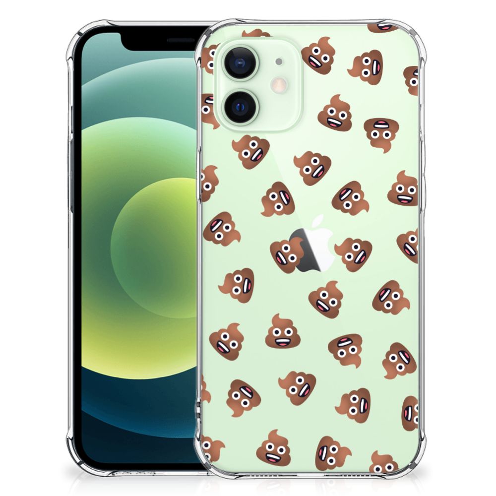 Doorzichtige Silicone Hoesje voor iPhone 12 Mini Poep Emojis B2C Telecom