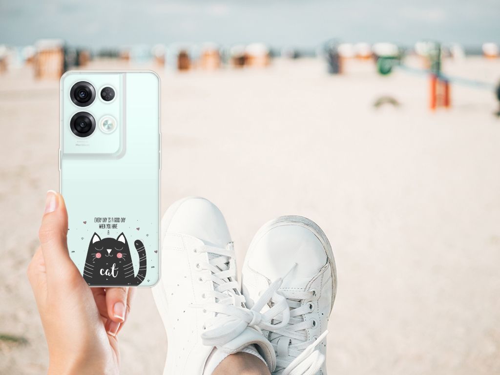 OPPO Reno8 Pro Telefoonhoesje met Naam Cat Good Day B2C Telecom