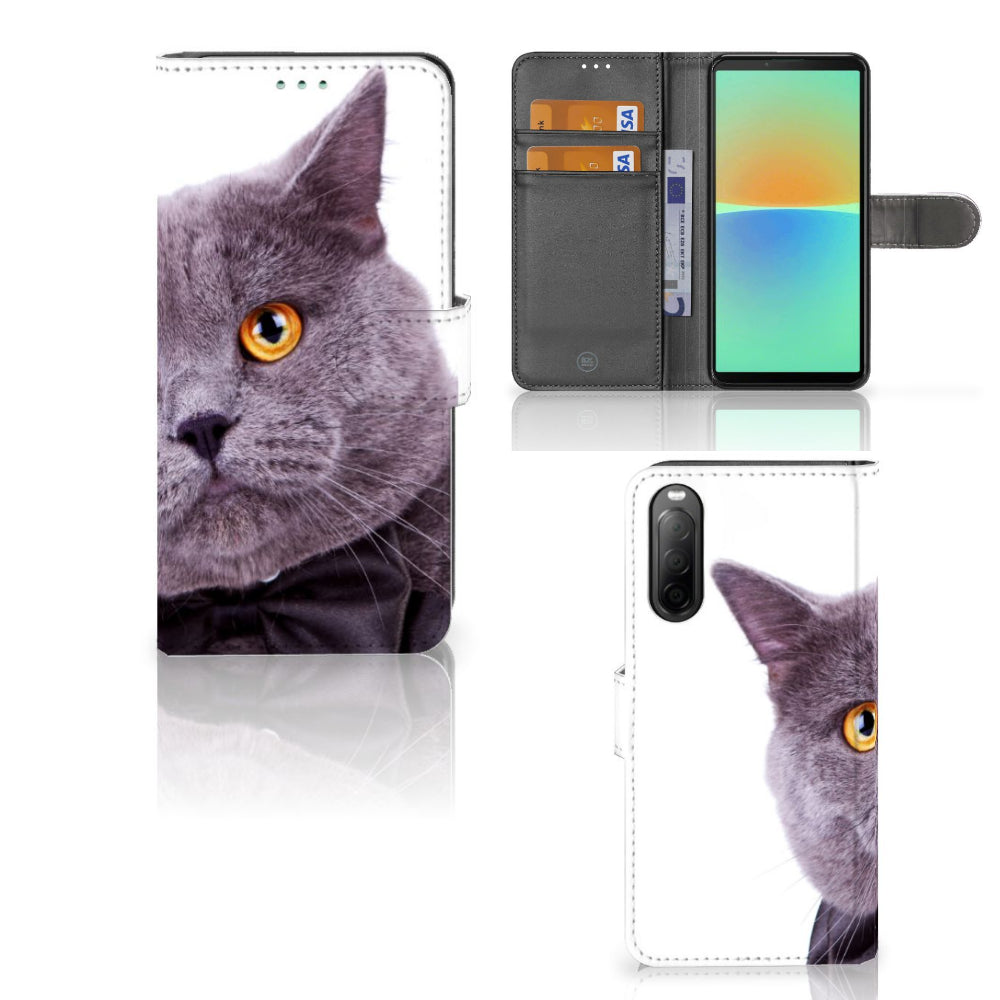 Sony Xperia 10 IV Telefoonhoesje met Pasjes Kat