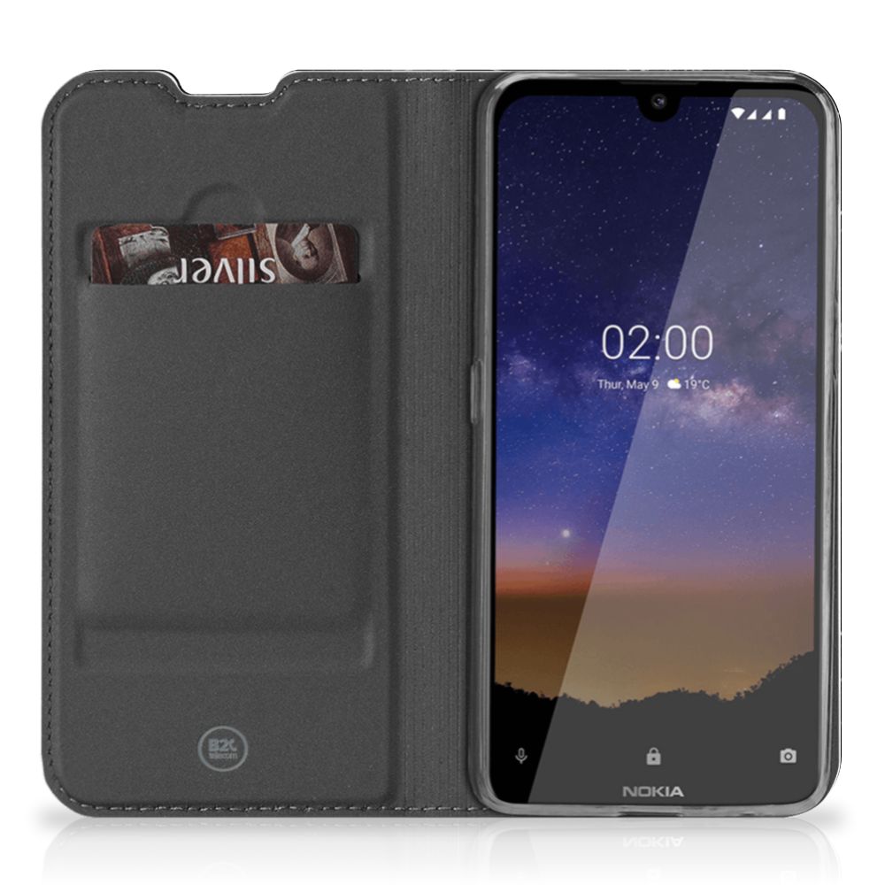 Nokia 2.2 Standcase Marmer Zwart - Origineel Cadeau Vader