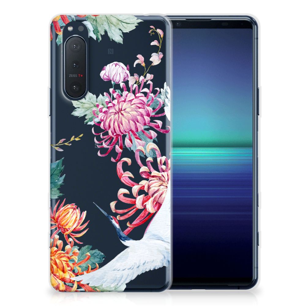 Sony Xperia 5II TPU Hoesje Bird Flowers