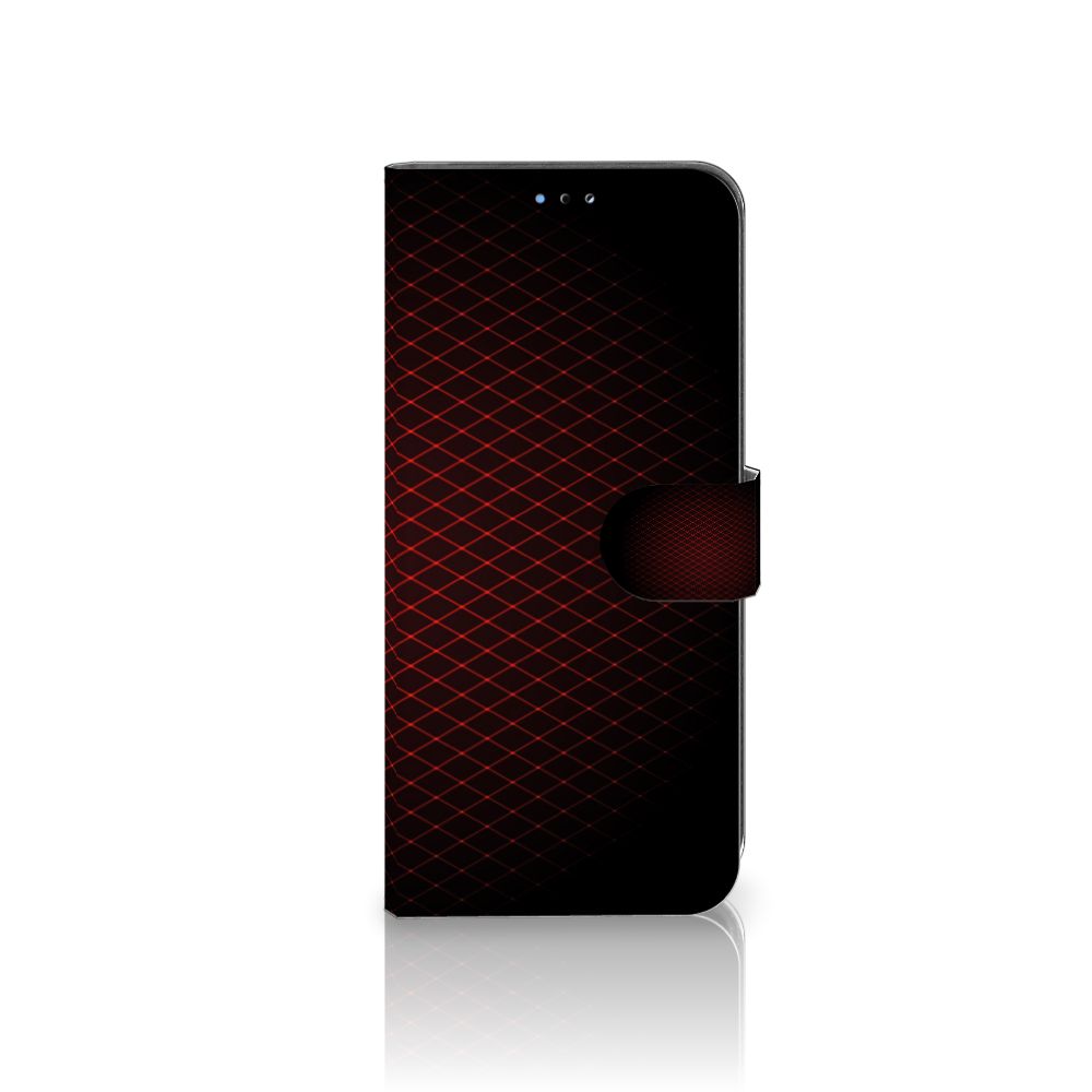 OPPO A16/A16s/A54s Telefoon Hoesje Geruit Rood met minimalistisch design en ruimte voor 3 pasjes.