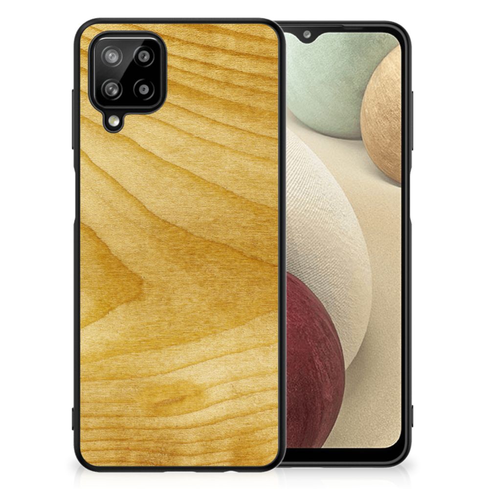 Samsung Galaxy A12 Houten Print Telefoonhoesje Licht Hout