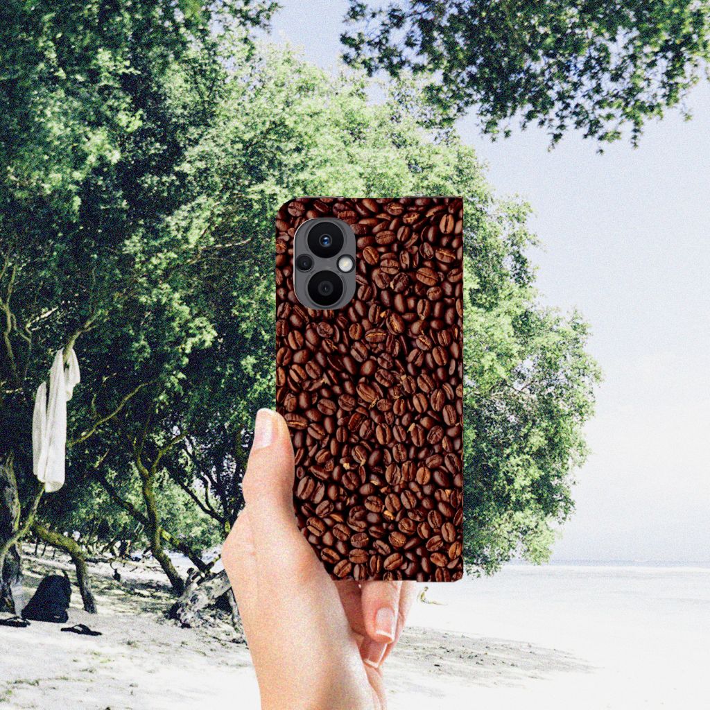 OPPO Reno8 Lite Flip Style Cover Koffiebonen - B2C Telecom