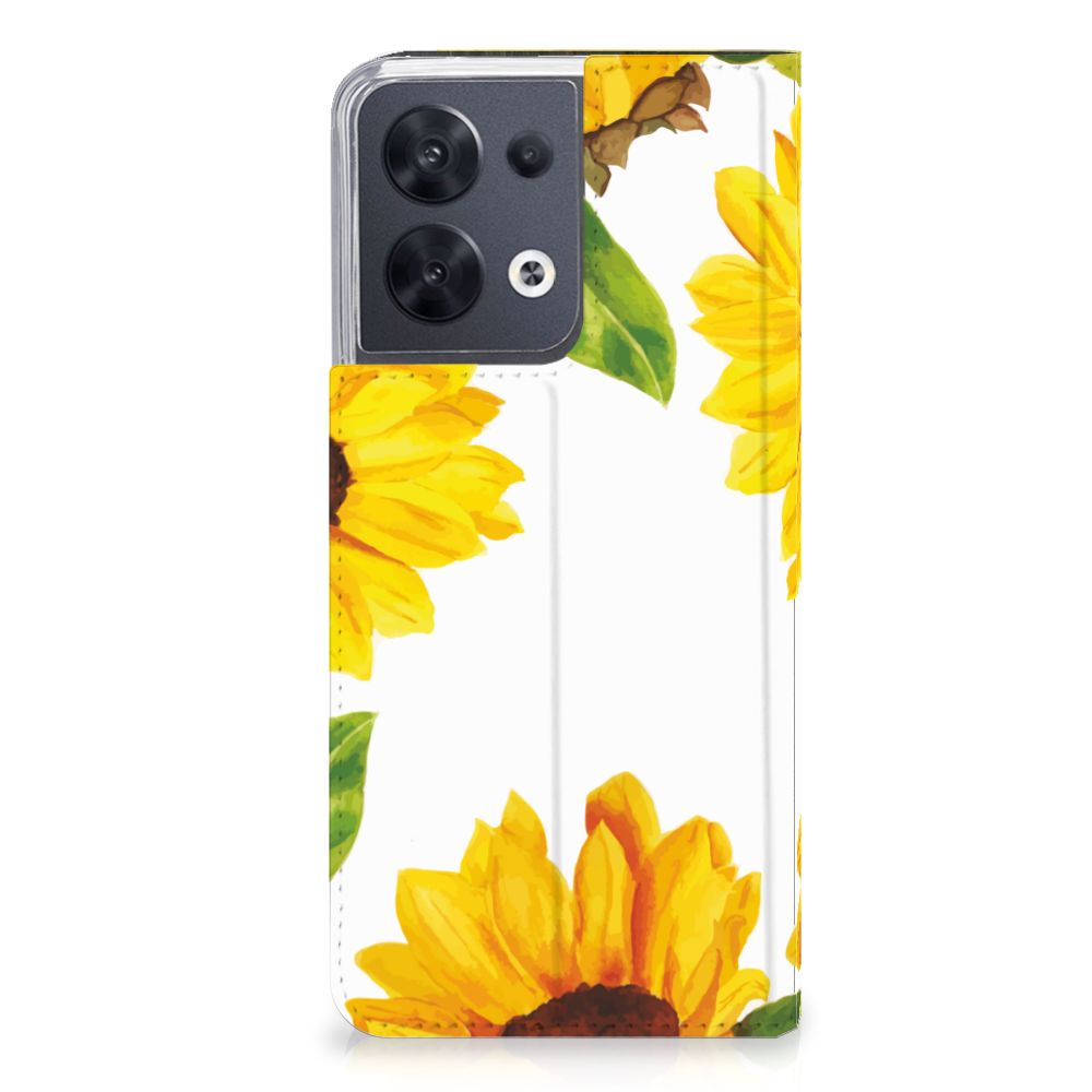 Smart Cover voor OPPO Reno8 Zonnebloemen - B2C Telecom