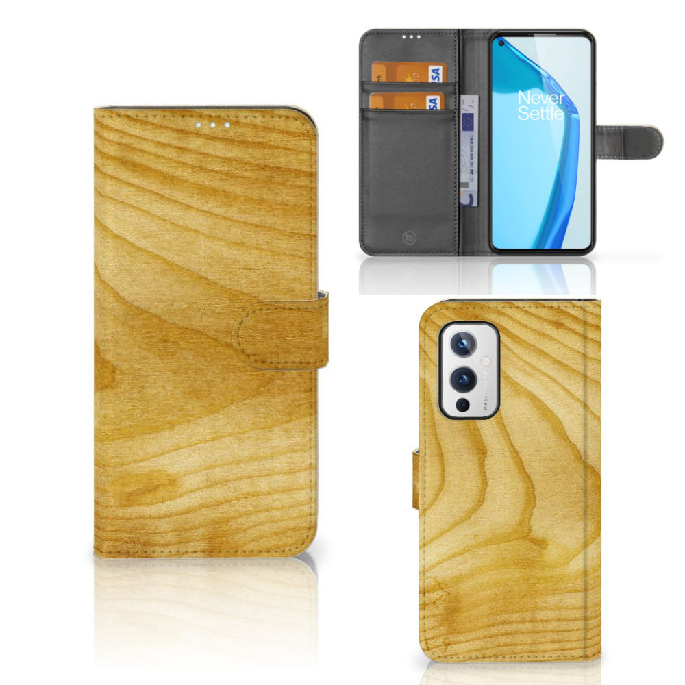 OnePlus 9 Book Style Case Licht Hout