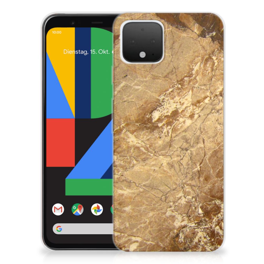 Google Pixel 4 TPU Siliconen Hoesje Marmer Creme