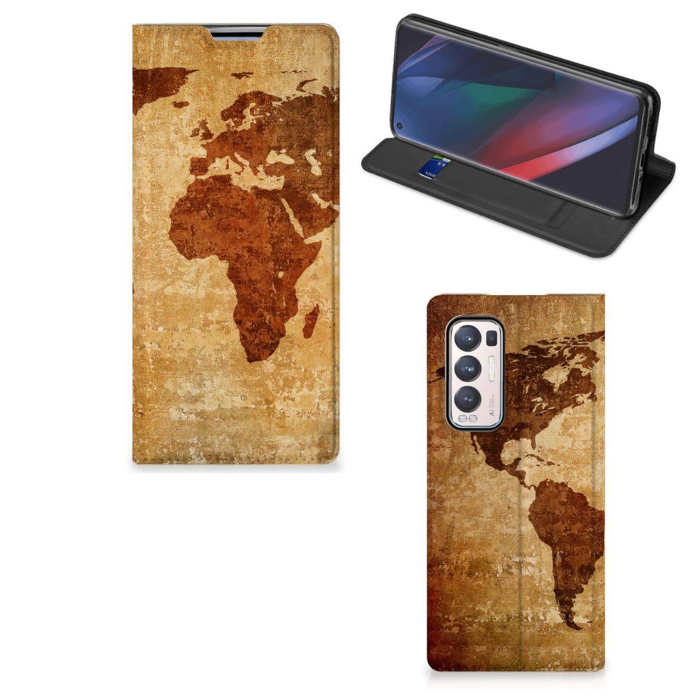 OPPO Find X3 Neo Book Cover Wereldkaart - B2C Telecom
