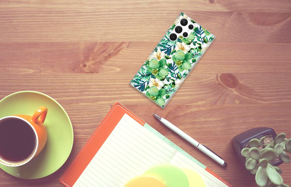 Samsung Galaxy S22 Ultra TPU Case Orchidee Groen B2C Telecom
