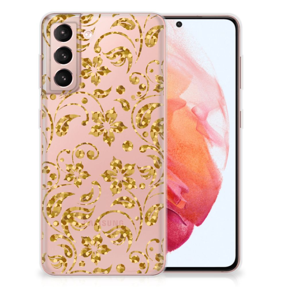 Samsung Galaxy S21 TPU Case Gouden Bloemen