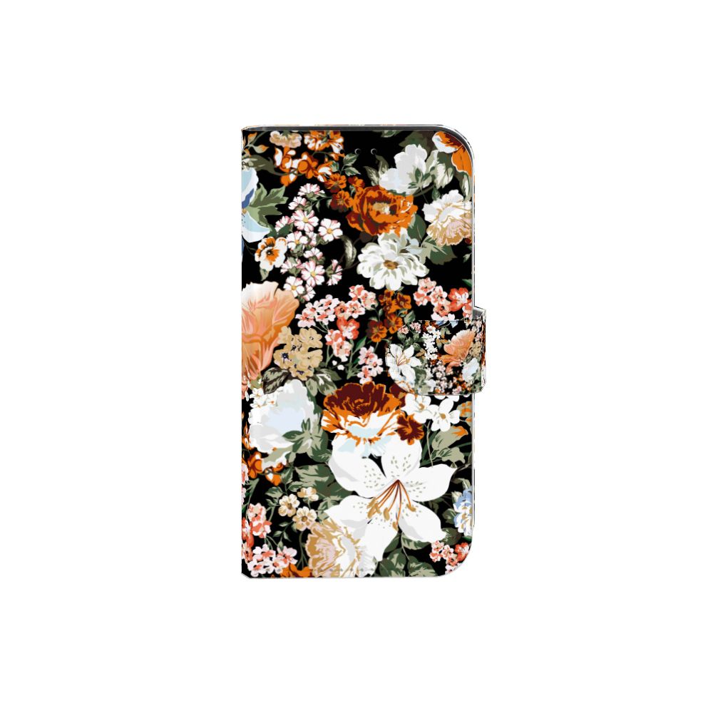 Hoesje voor iPhone 13 Pro Dark Flowers - stijlvolle bloemenprint op een zwart achtergrond 🌸