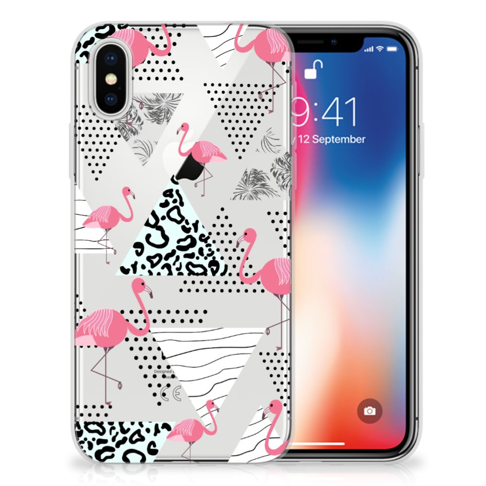 Apple iPhone X | Xs TPU Hoesje Flamingo Triangle