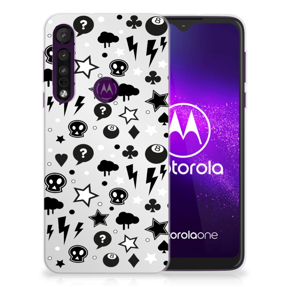 Silicone Back Case Motorola One Macro Silver Punk