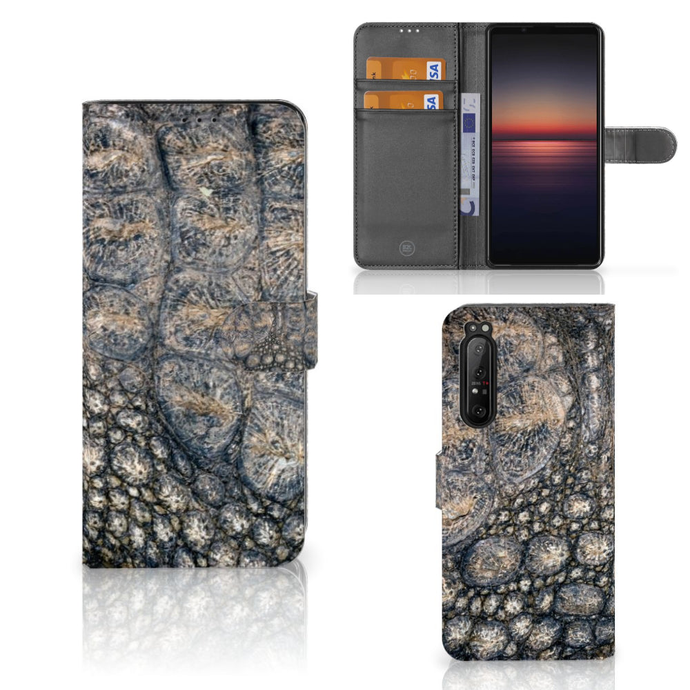 Sony Xperia 1 II Telefoonhoesje met Pasjes Krokodillenprint