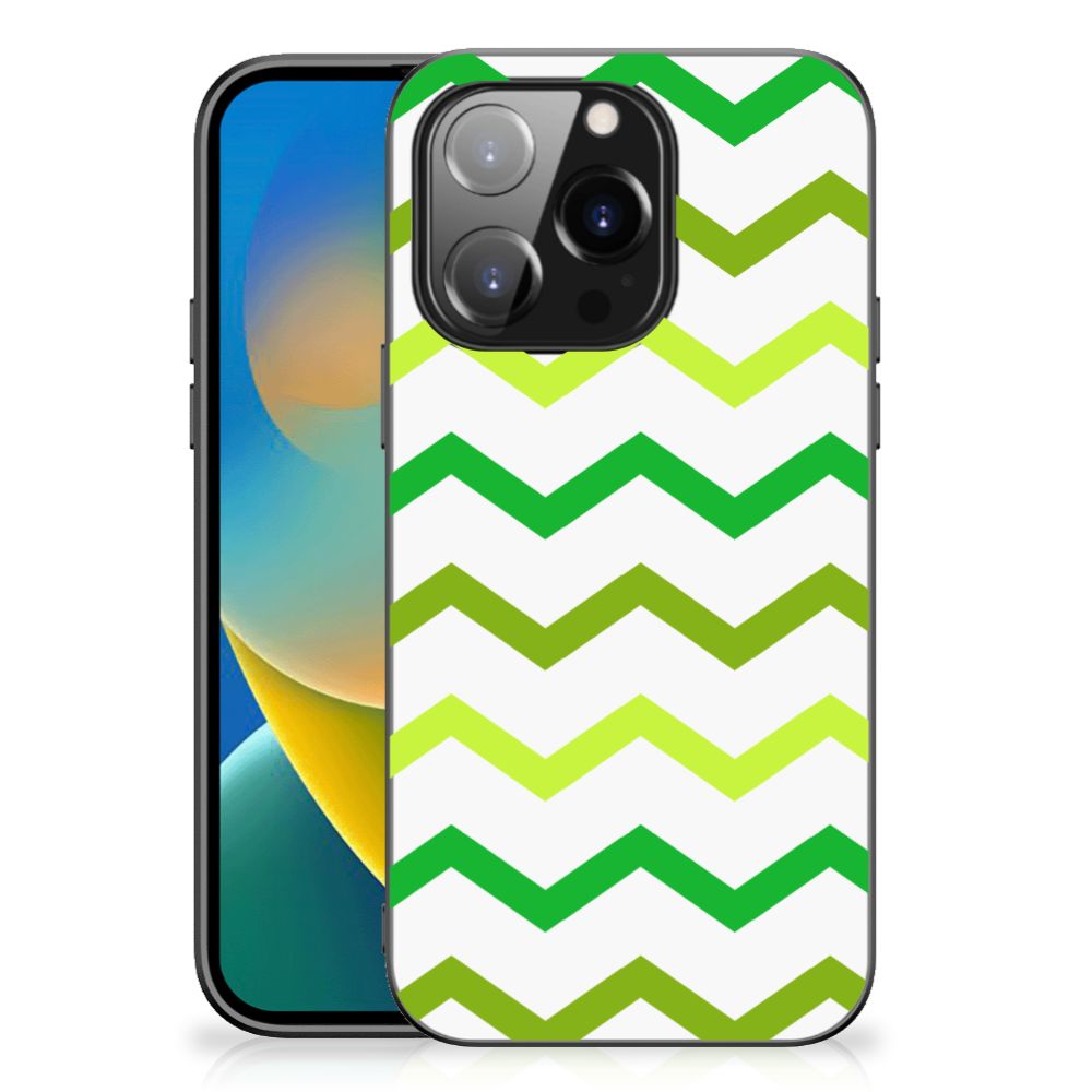 iPhone 14 Pro Back Case Zigzag Groen B2C Telecom