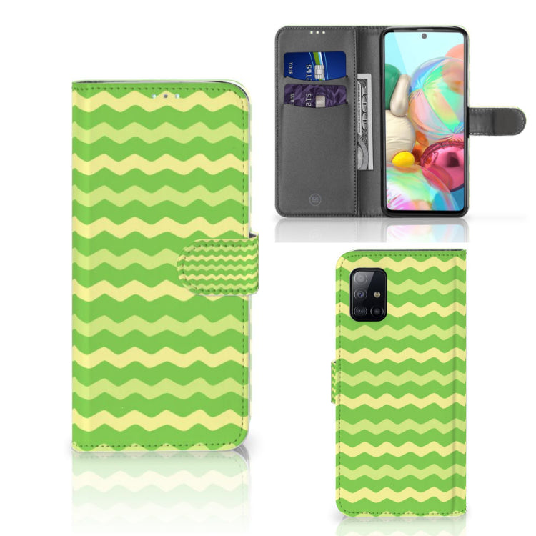 Samsung Galaxy A71 Telefoon Hoesje Waves Green