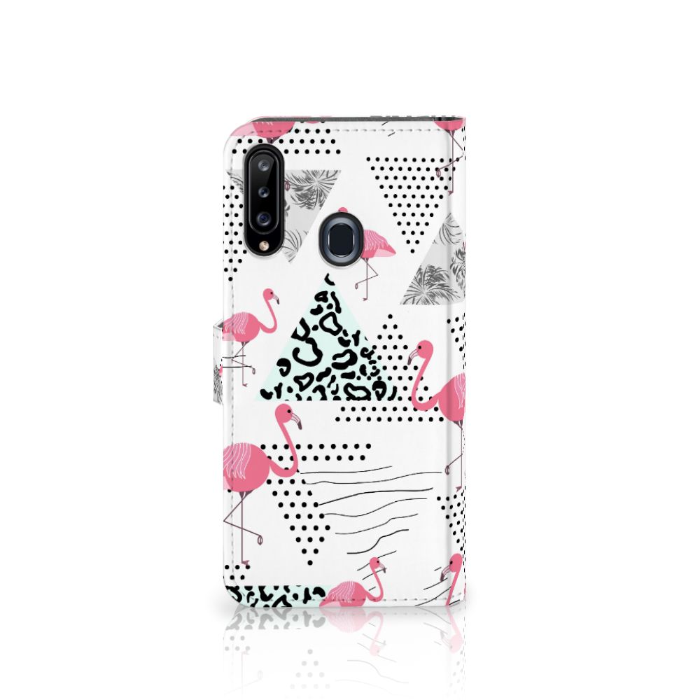 Samsung Galaxy A20s Telefoonhoesje met Pasjes Flamingo Triangle