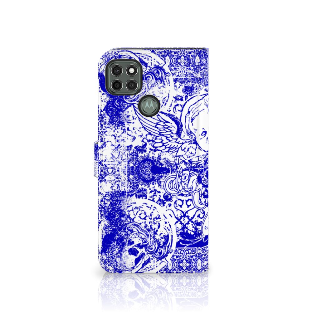Telefoonhoesje met Naam Motorola Moto G9 Power Angel Skull Blauw