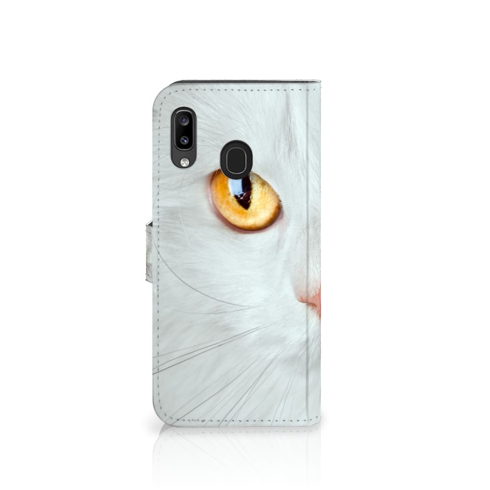 Samsung Galaxy A30 Telefoonhoesje met Pasjes Witte Kat