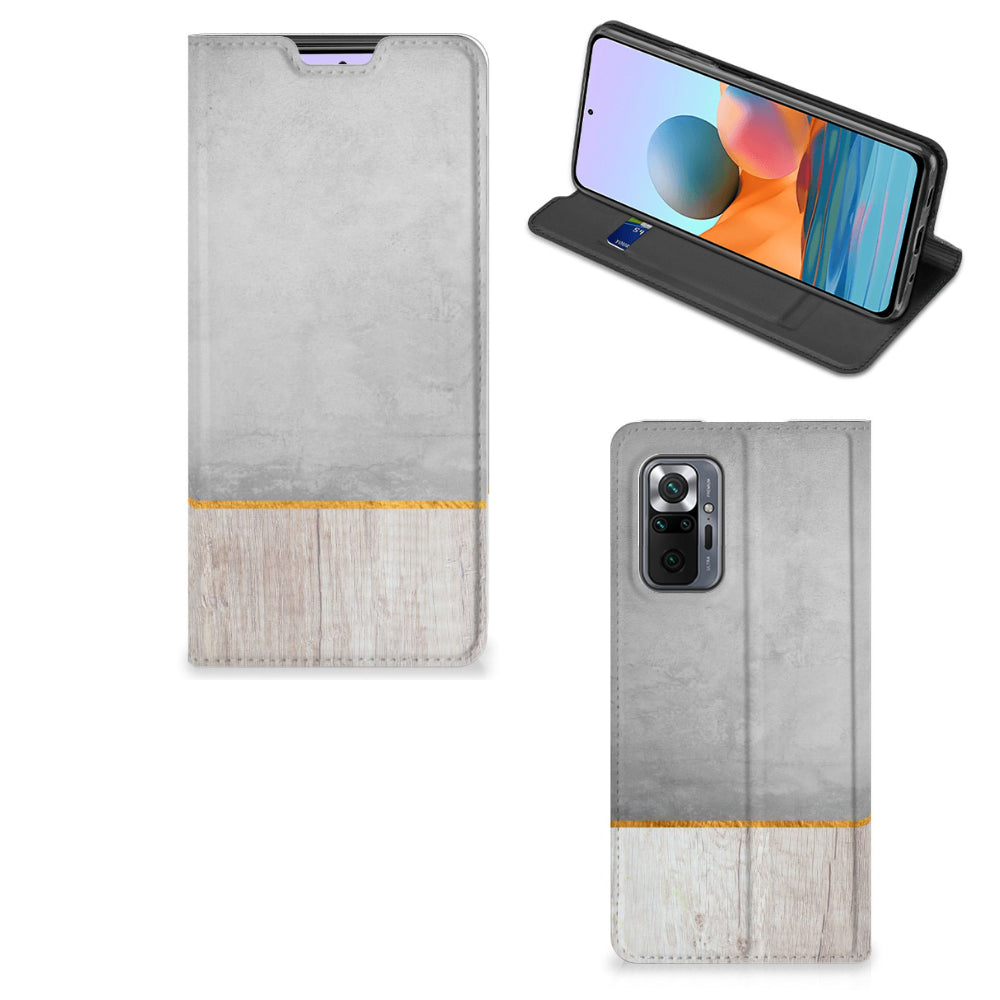 Xiaomi Redmi Note 10 Pro Book Wallet Case Wood Concrete