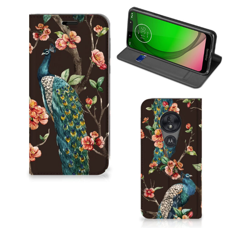 Motorola Moto G7 Play Hoesje maken Pauw met Bloemen